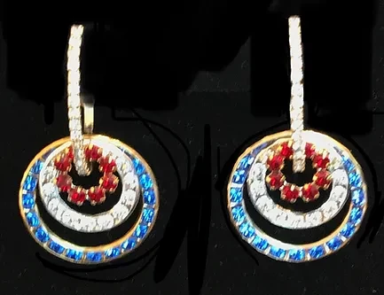 Patriotic Crystal Ring Earring Set