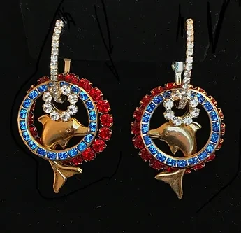 Patriotic Dolphin Earring Set