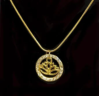 Ladies Oriental Shrine Crystal Lotus  Flower Necklace Set