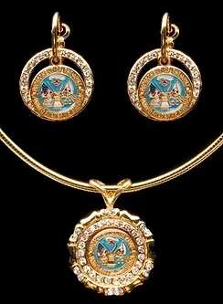 Army, Navy,  Air Force and Marine Earring and Medallion Set