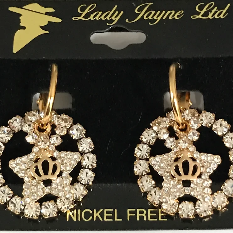 Crystal Crown Star Earring Set (includes choice of hoops, 1 pair Swarovski Crystals, 1 pair crystal stars with crowns, 1 pair extra small crystals)