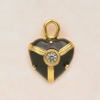 Black Enamel Heart Charm