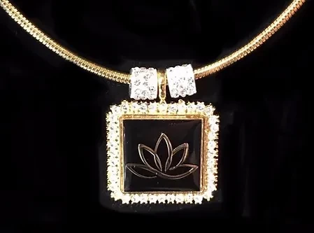 Lotus flower in square crystal medallion