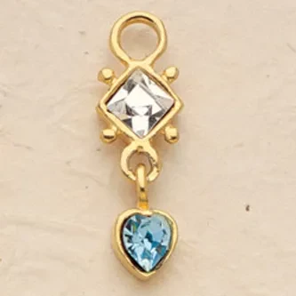 Diamond Heart Drop Charm Pair