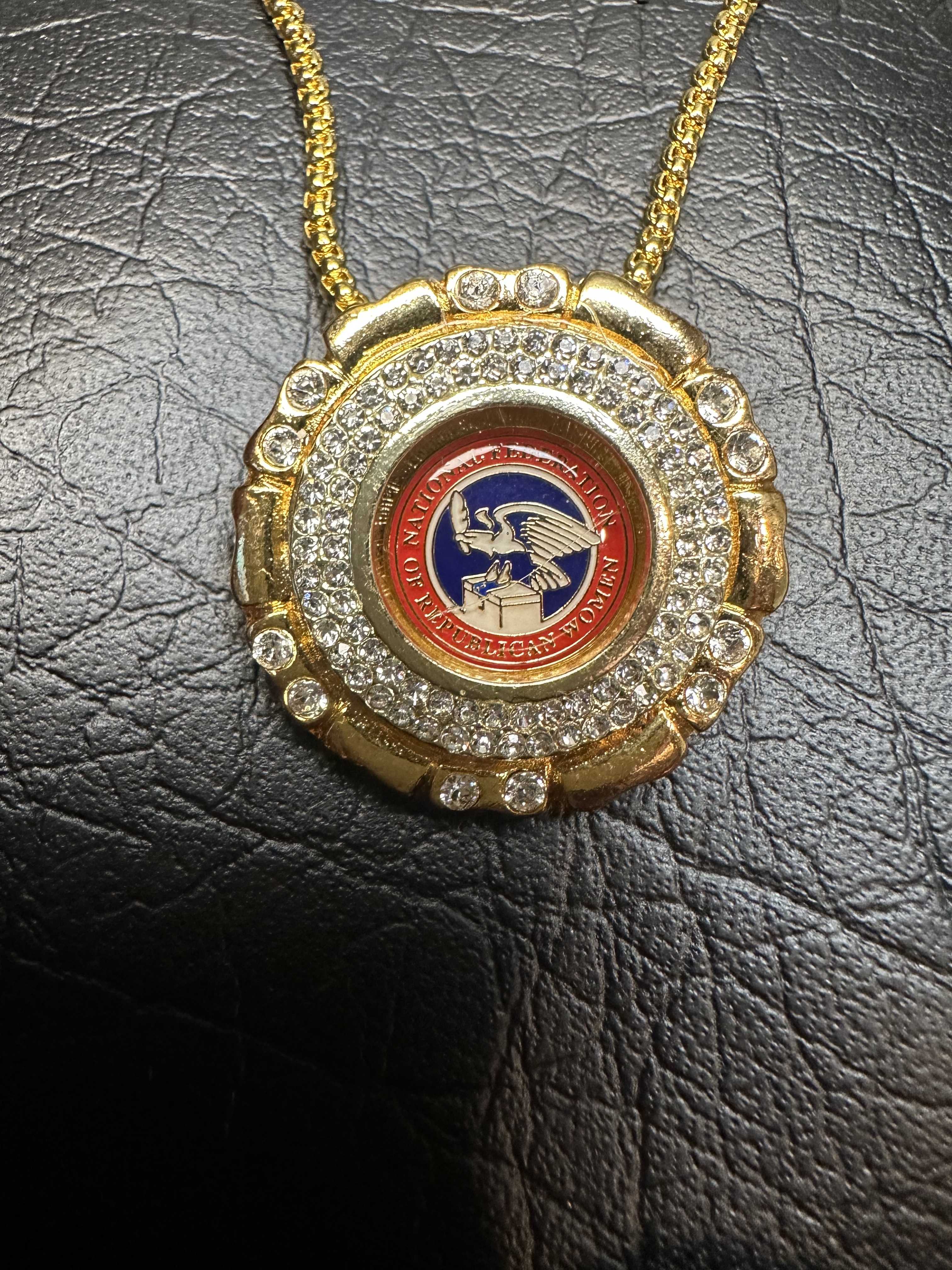 NFRW DOUBLE CRYSTAL MEDALLION AND PIN $69