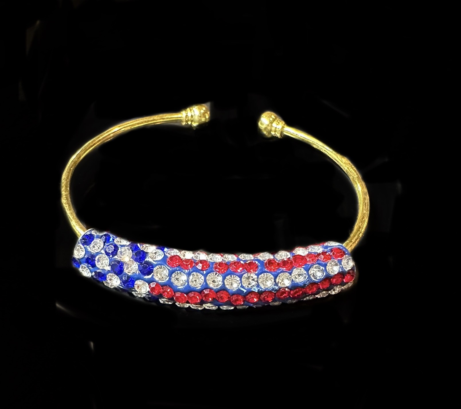 Crystal Flag bracelet on a screw off cuff bracelet $56.95