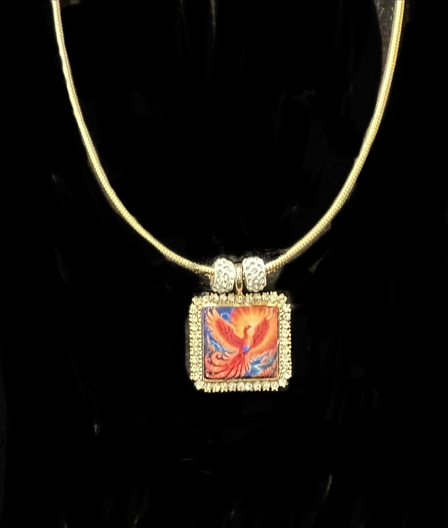 Phoenix Crystal square medallion $59