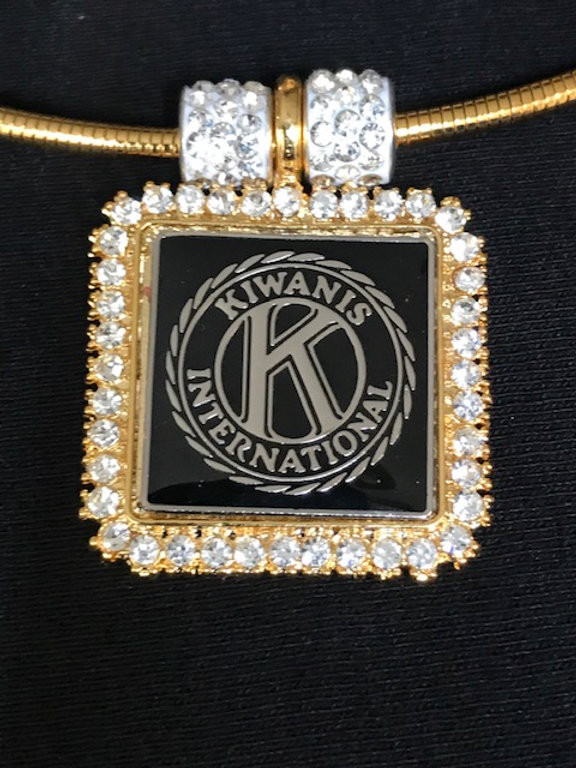 Kiwanis International Square Full Set with Crystal Beads and Push and Pull Neckwire