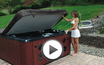 video of woman opening a hot tub