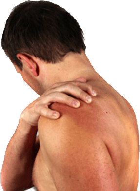 man holding shoulder in pain