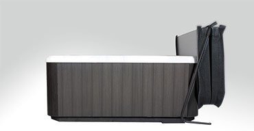 open hot tub cover and cover lifter