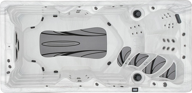 non-slip stair treads and cushioned non-slip floor mat in truswim swim spa