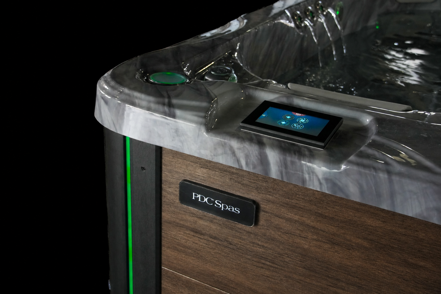 brown hot tub cabinet