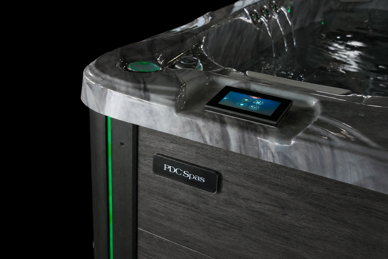 dark grey hot tub cabinet
