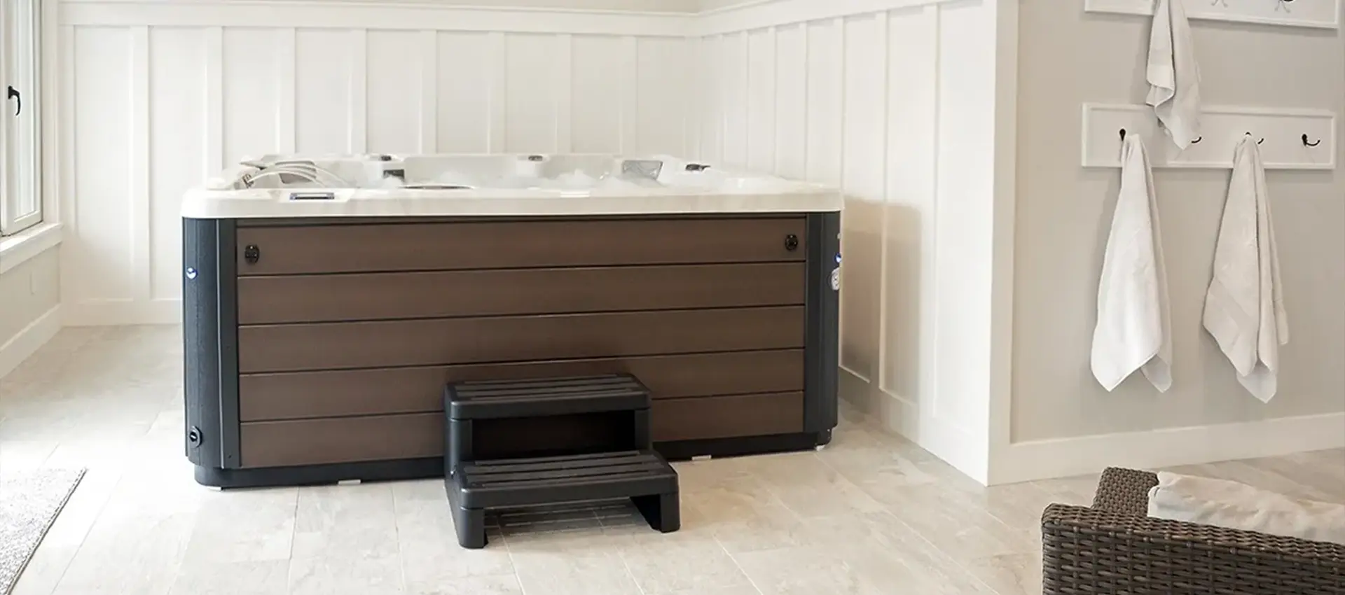 pdc spas hot tub inside home