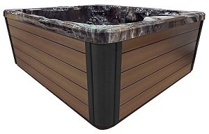 brown hot tub cabinet siding