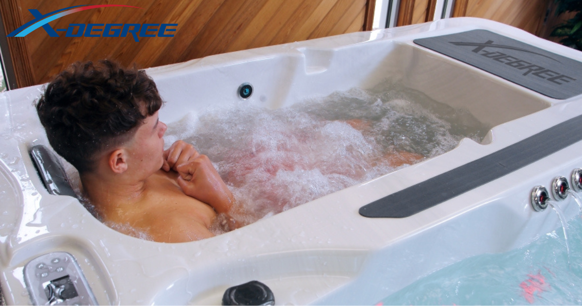 teenage boy in xdegree cold plunge for athletic recovery