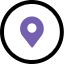 black circle with purple map location icon