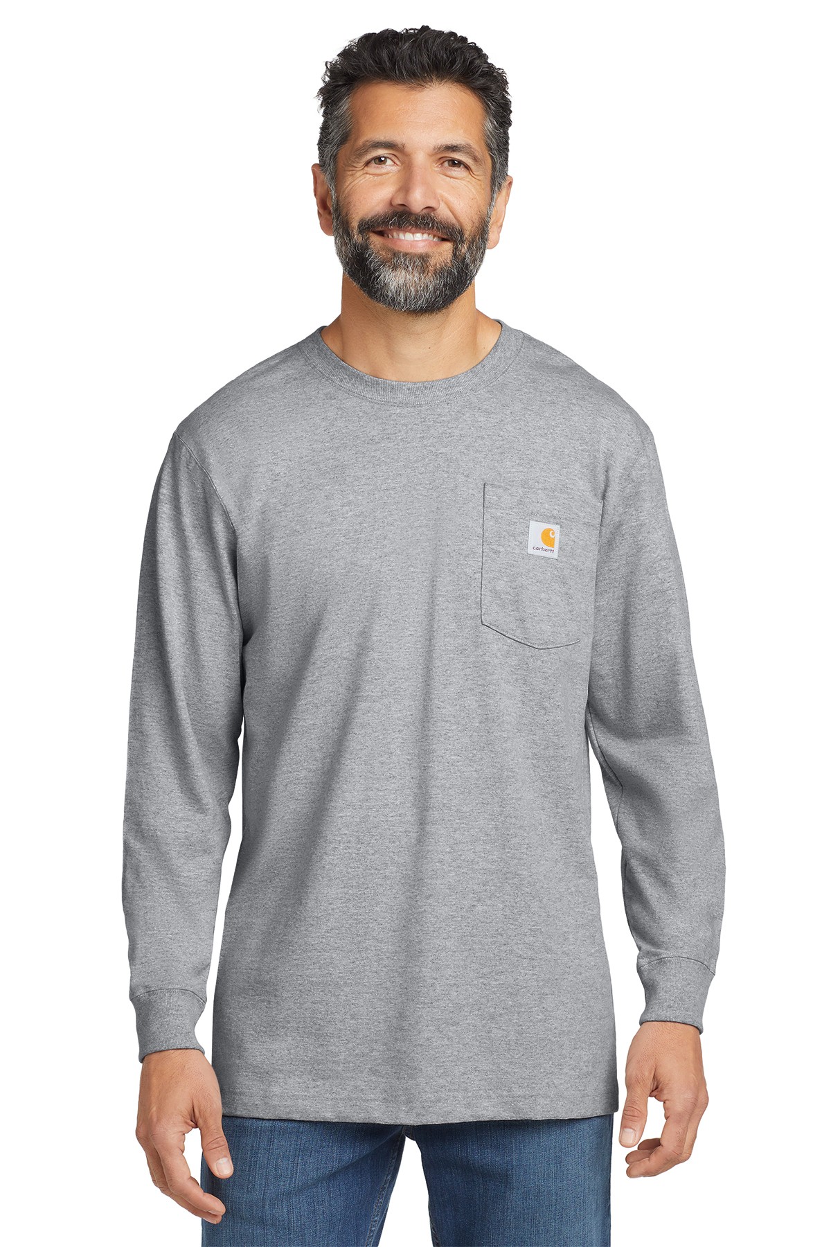 CTK126 - Carhartt Pocket Long Sleeve T-Shirt - Heather Grey