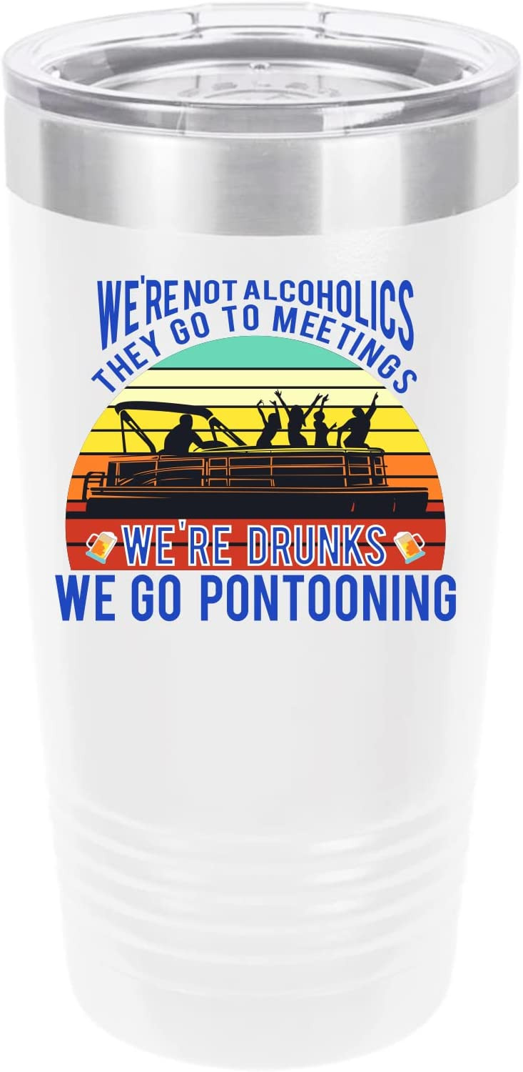 Polar Camel "We Go Pontooning" 20oz Tumbler - Ringneck Stainless Steel Tumbler Insulated Cup - Vacuum Insulated Tumbler with Clear Lid - Great Travel Tumbler - Premium Quality Stainless Steel Tumblers