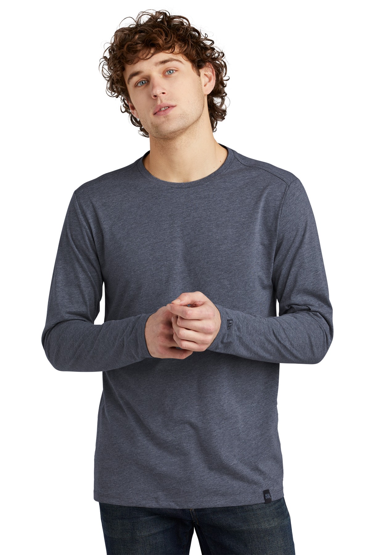 NEA102 - New Era® Heritage Blend Long Sleeve Crew Tee - True Navy Heather