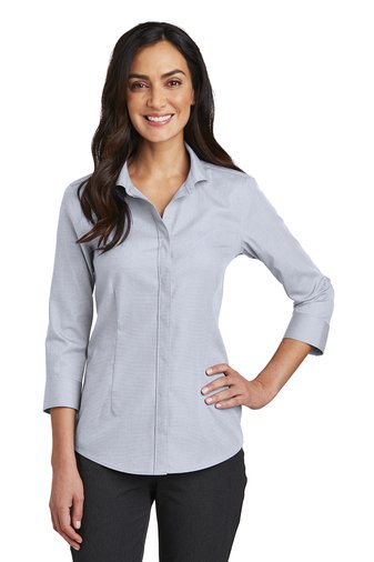 Red House® Ladies 3/4-Sleeve Nailhead Non-Iron Shirt - RH690 - Ice Gray