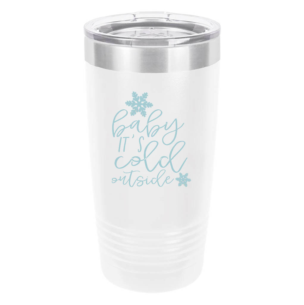 Polar Camel Baby it's cold 20oz Tumbler - Ringneck Stainless Steel Tumbler Insulated Cup - Vacuum Insulated Tumbler with Clear Lid - Great Travel Tumbler - Premium Quality Stainless Steel Tumblers