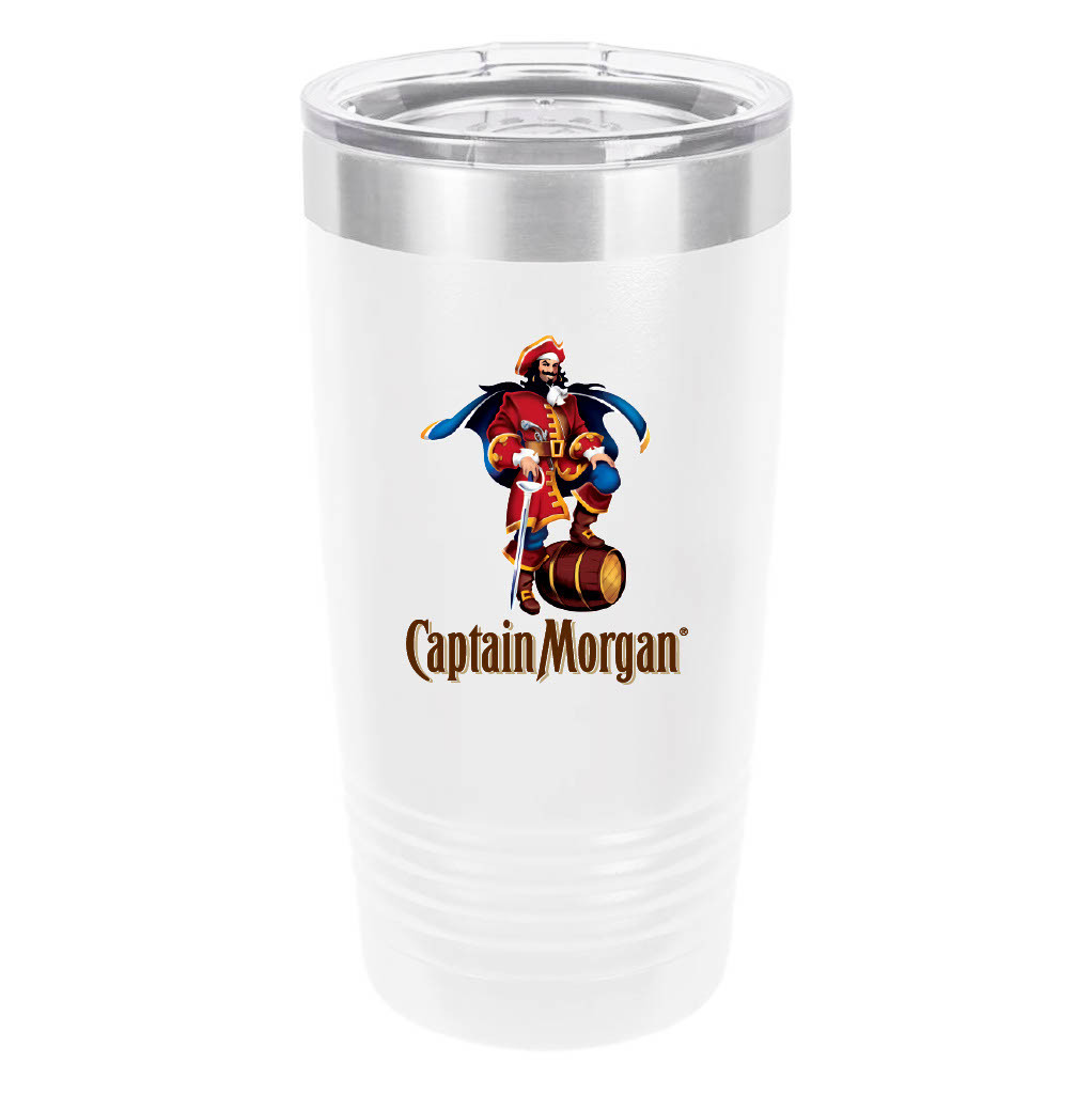 Polar Camel Captain Morgan Logo 20oz Tumbler - Ringneck Stainless Steel Tumbler Insulated Cup - Vacuum Insulated Tumbler with Clear Lid - Great Travel Tumbler - Premium Quality Stainless Steel Tumbler