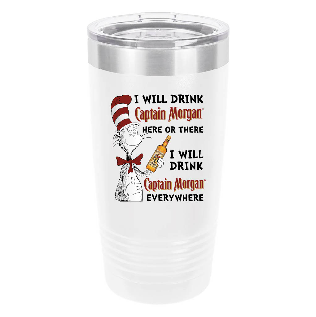 Polar Camel Captain Morgan Funny 20oz Tumbler - Ringneck Stainless Steel Tumbler Insulated Cup - Vacuum Insulated Tumbler with Clear Lid - Great Travel Tumbler Premium Quality Stainless Steel Tumbler