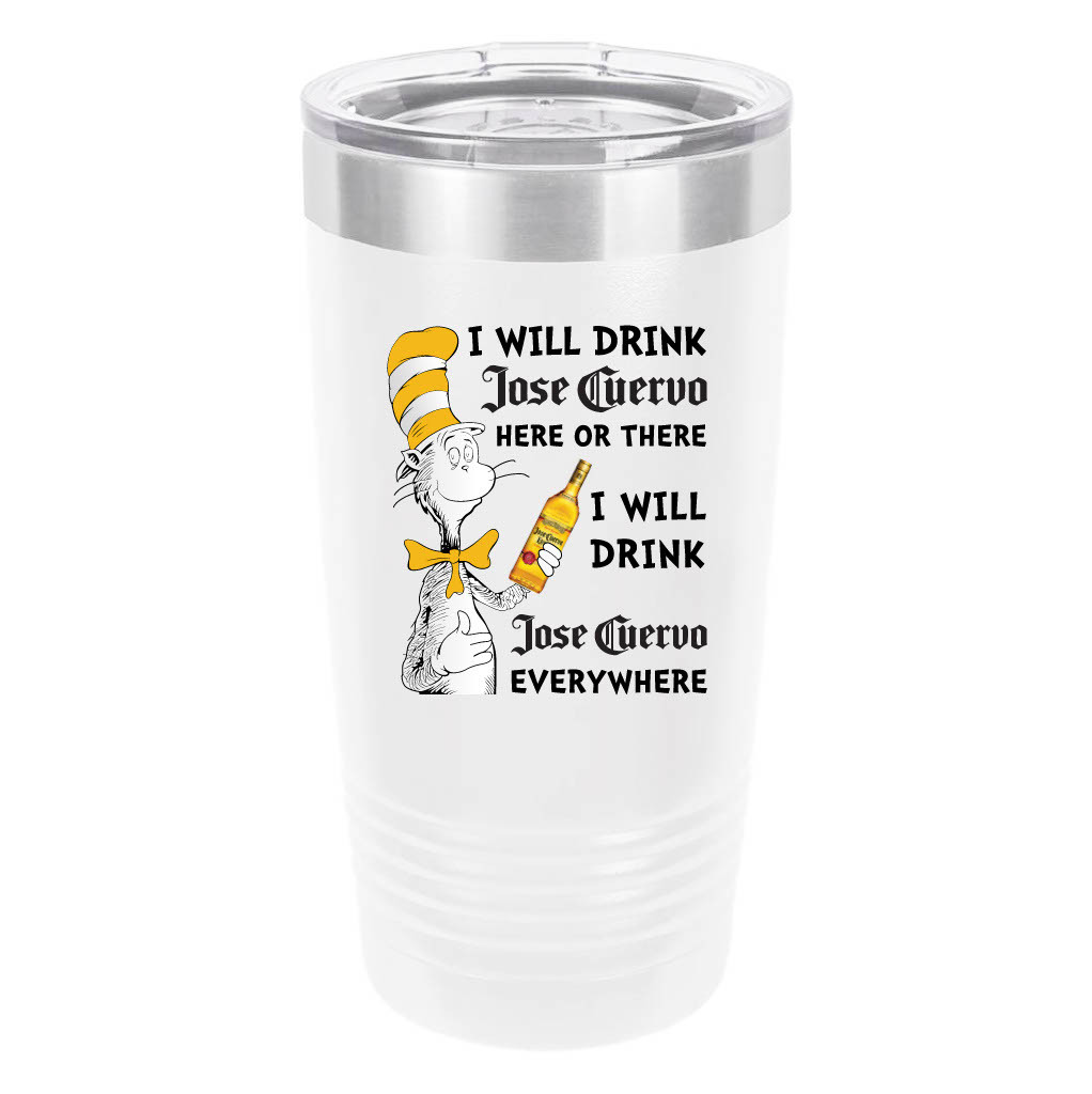 Polar Camel Cat in the Hat Jose Cuervo 20oz Tumbler - Ringneck Stainless Steel Tumbler Insulated Cup - Vacuum Insulated Tumbler with Clear Lid - Great Travel Tumbler - Premium Quality Stainless Steel Tumblers