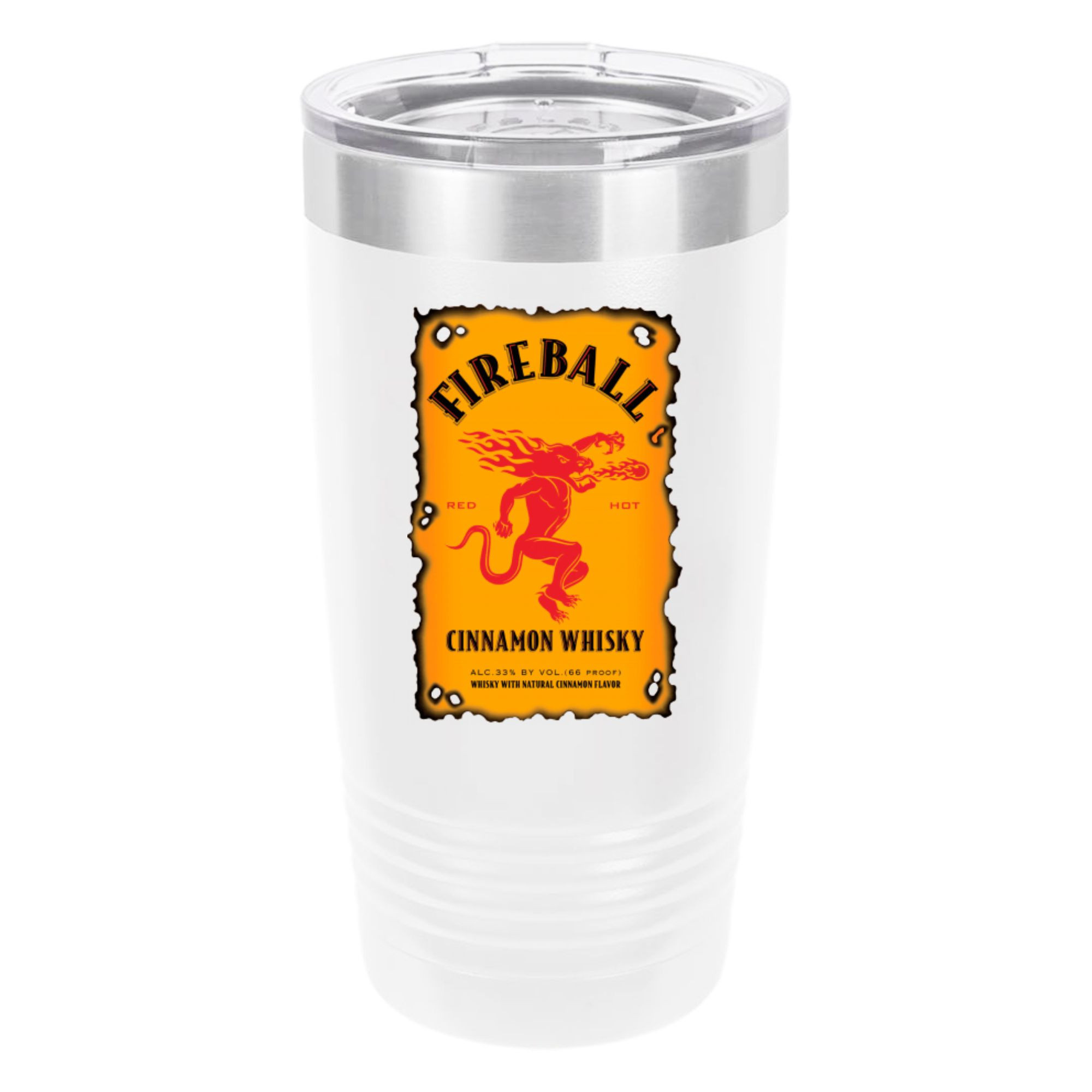 Polar Camel Fireball 20oz Tumbler - Ringneck Stainless Steel Tumbler Insulated Cup - Vacuum Insulated Tumbler with Clear Lid - Great Travel Tumbler - Premium Quality Stainless Steel Tumblers