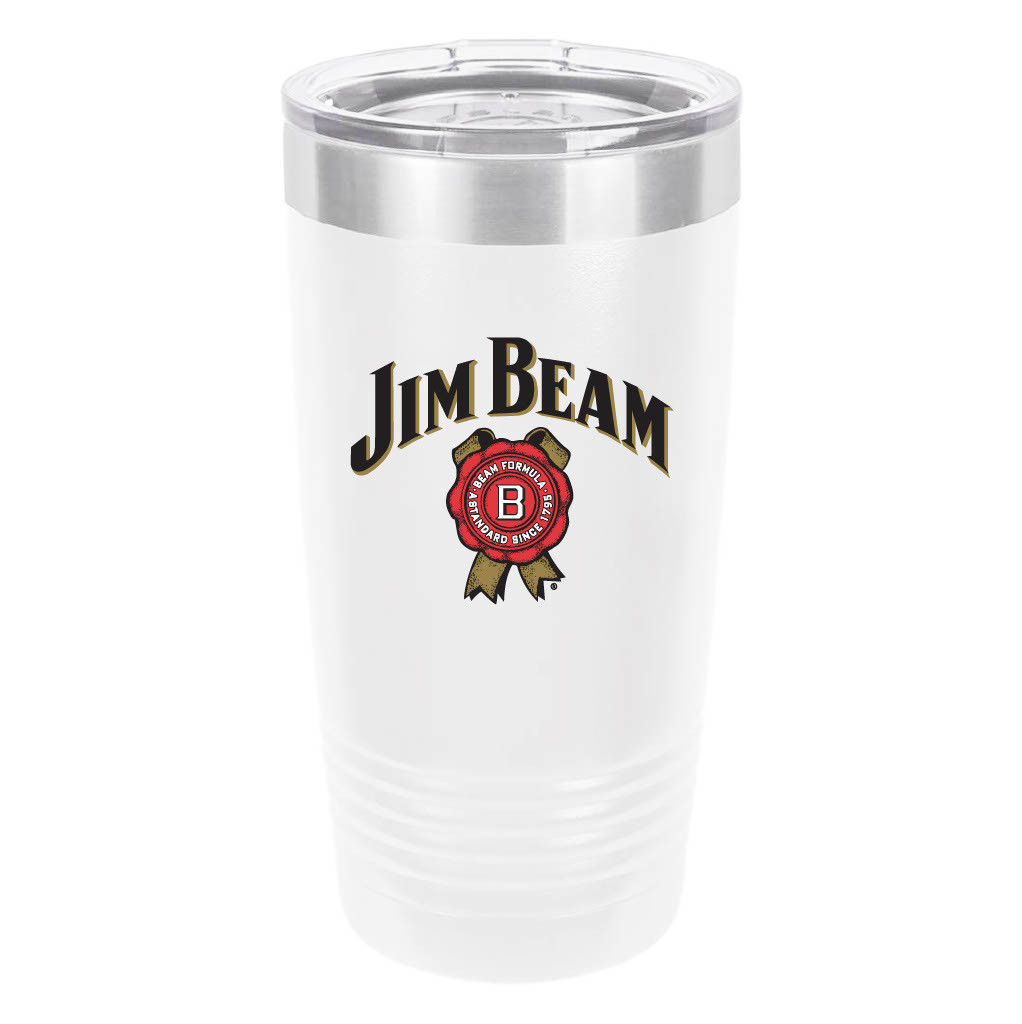 Polar Camel Jim Beam Logo 20oz Tumbler - Ringneck Stainless Steel Tumbler Insulated Cup - Vacuum Insulated Tumbler with Clear Lid - Great Travel Tumbler - Premium Quality Stainless Steel Tumblers