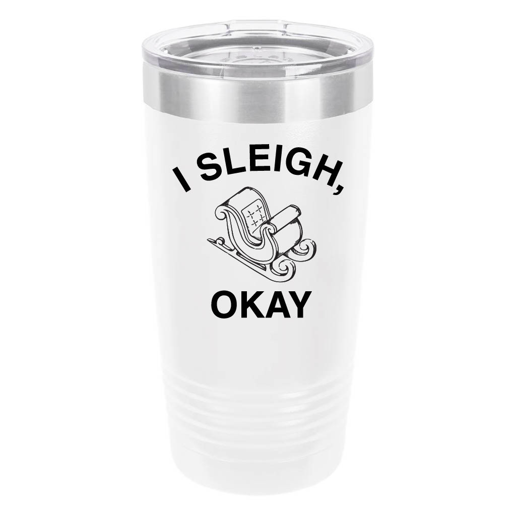 Polar Camel Sleigh Okay 20oz Tumbler - Ringneck Stainless Steel Tumbler Insulated Cup - Vacuum Insulated Tumbler with Clear Lid - Great Travel Tumbler - Premium Quality Stainless Steel Tumblers