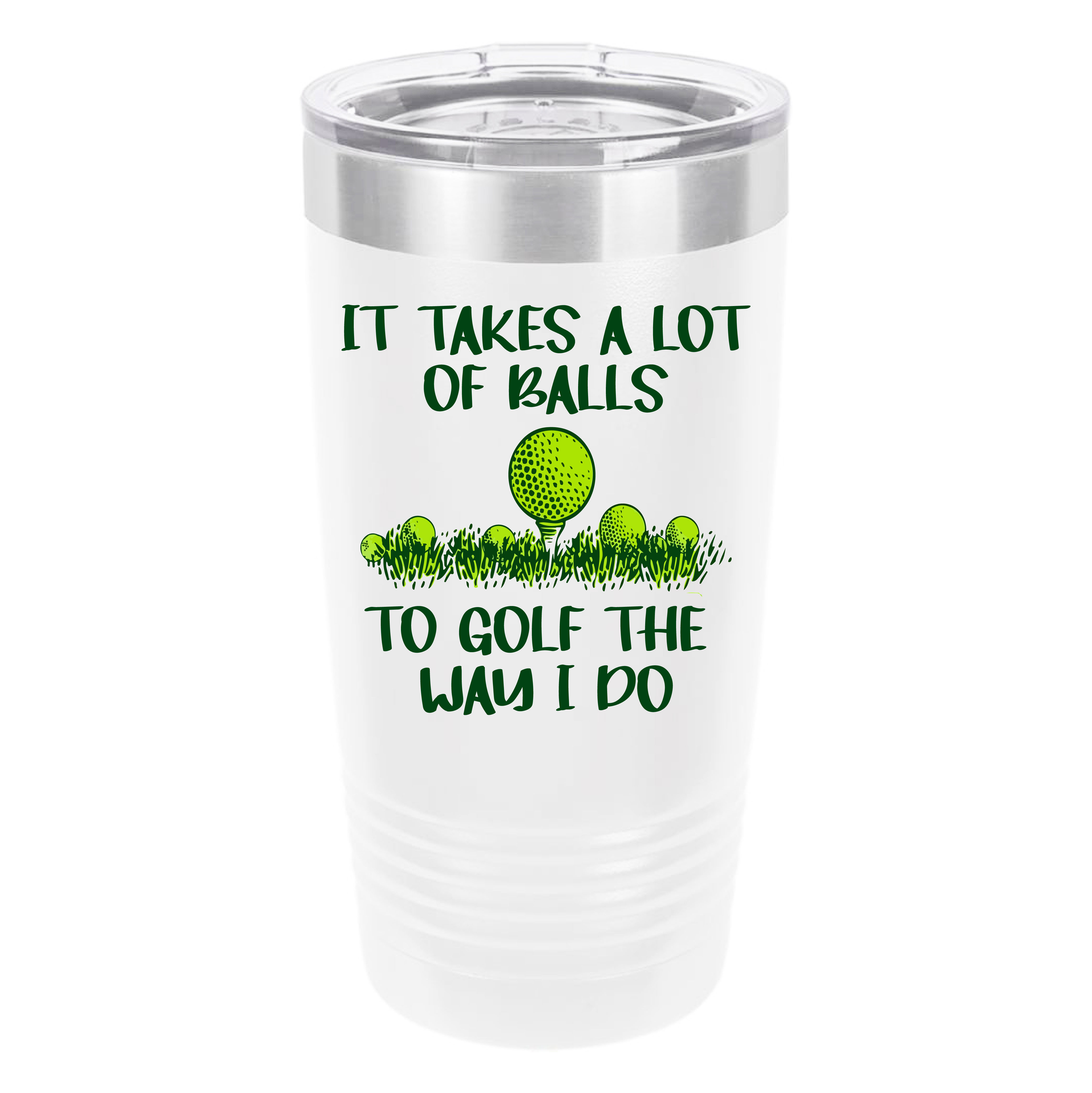Polar Camel A Lot of Balls Golf 20oz Tumbler - Ringneck Stainless Steel Tumbler Insulated Cup - Vacuum Insulated Tumbler with Clear Lid - Great Travel Tumbler - Premium Quality Stainless Steel Tumblers