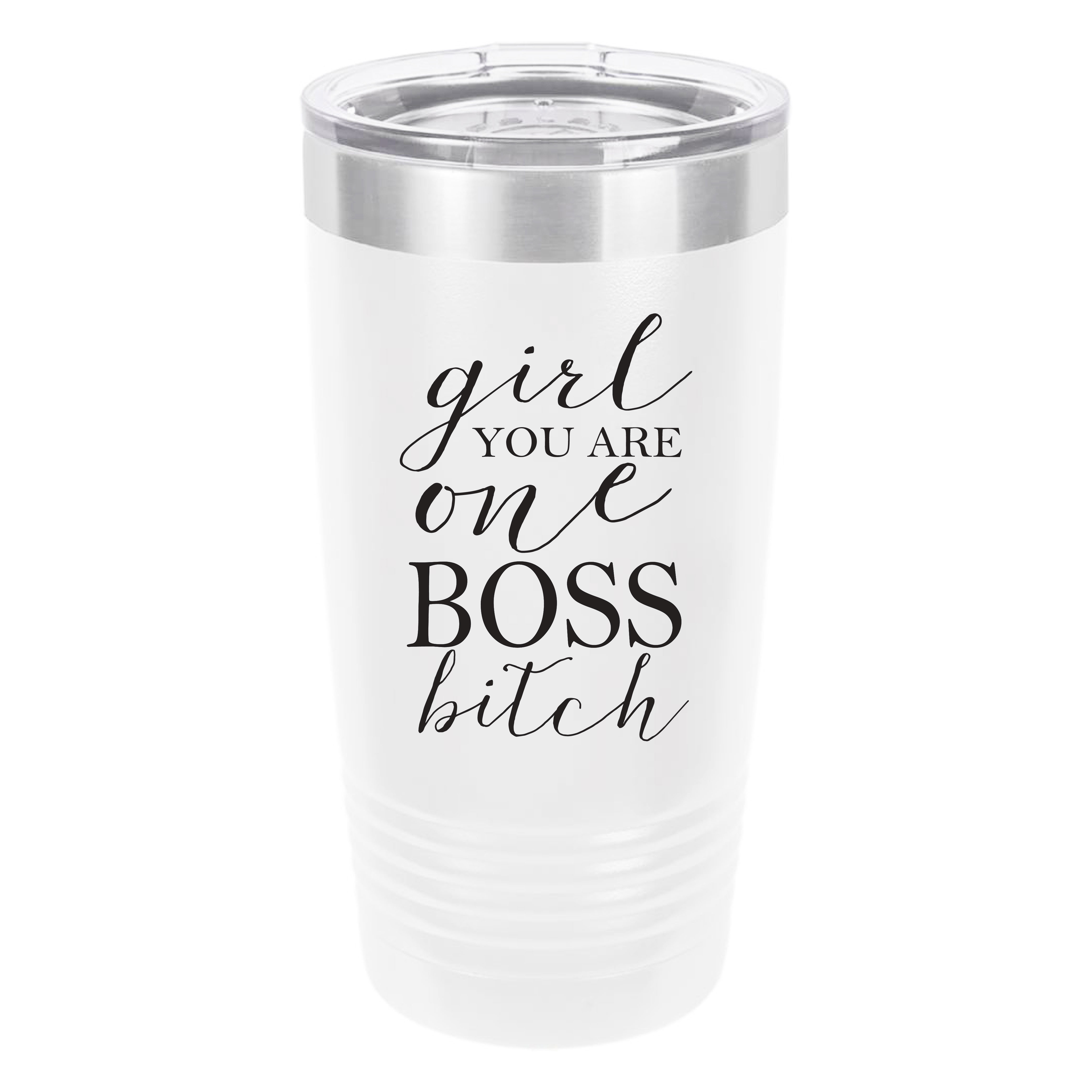 Polar Camel Boss Bitch 20oz Tumbler - Ringneck Stainless Steel Tumbler Insulated Cup - Vacuum Insulated Tumbler with Clear Lid - Great Travel Tumbler Premium Quality Stainless Steel Tumbler
