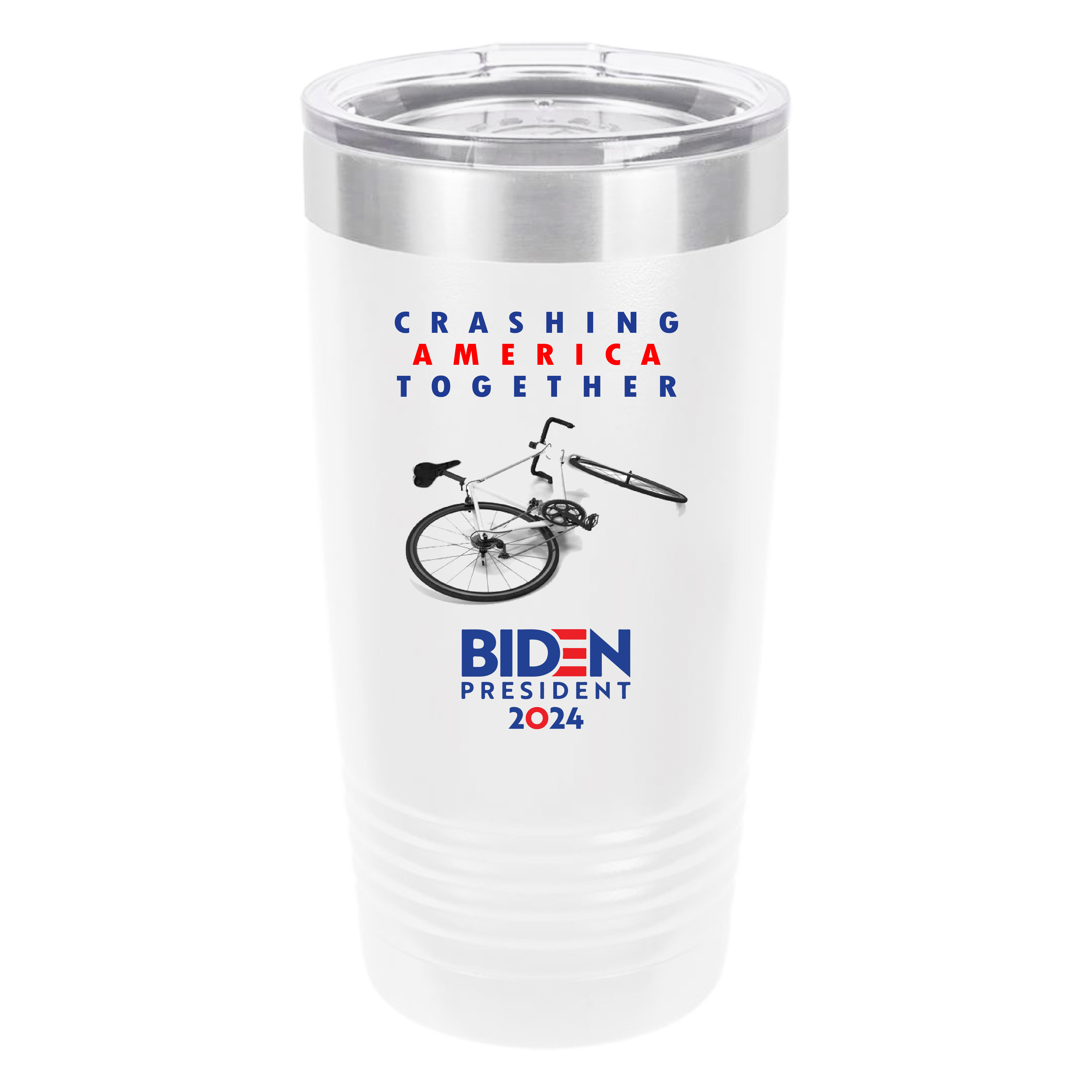 Polar Camel Biden Bike 20oz Tumbler - Ringneck Stainless Steel Tumbler Insulated Cup - Vacuum Insulated Tumbler with Clear Lid - Great Travel Tumbler - Premium Quality Stainless Steel Tumblers