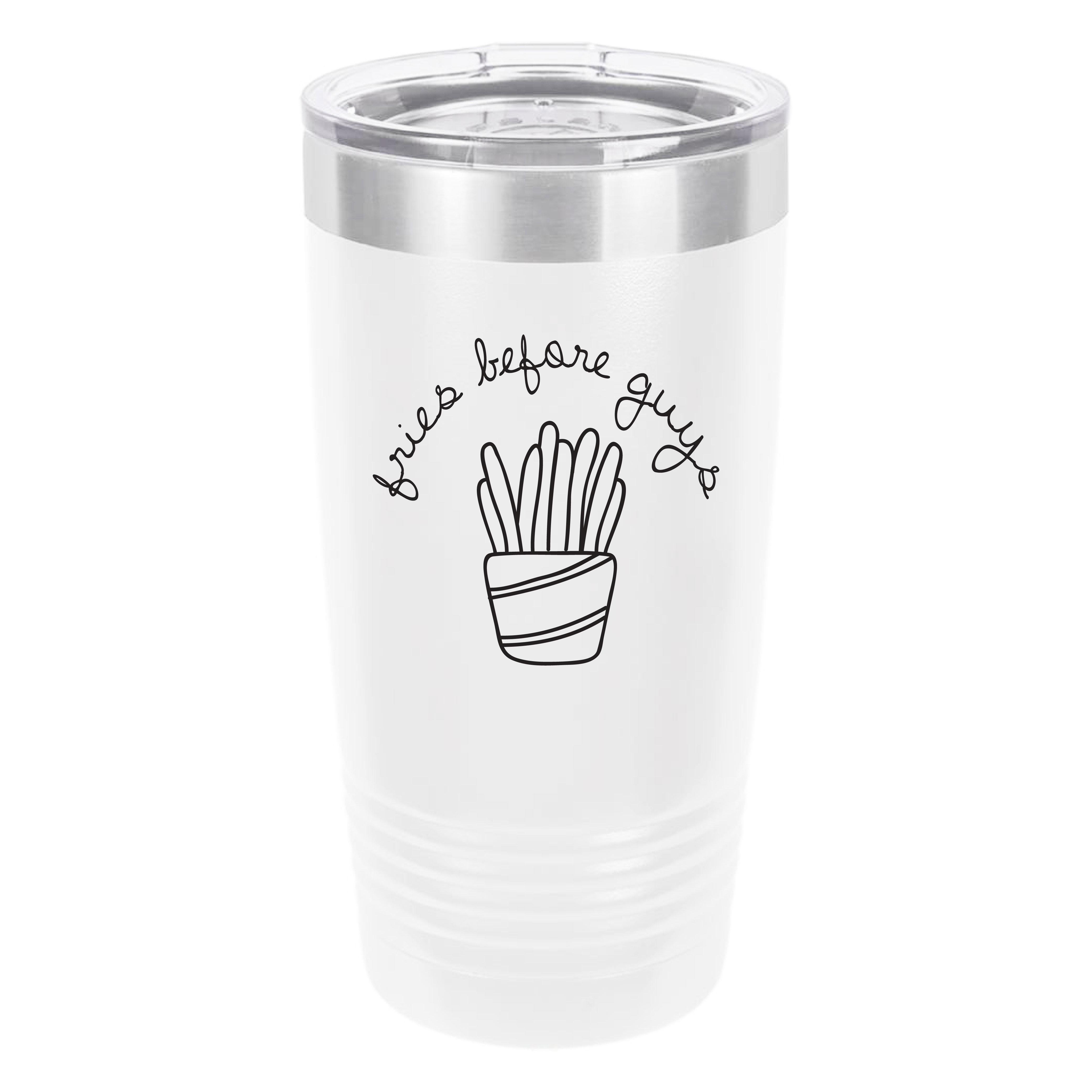 Polar Camel Fries Before Guys 20oz Tumbler - Ringneck Stainless Steel Tumbler Insulated Cup - Vacuum Insulated Tumbler with Clear Lid - Great Travel Tumbler Premium Quality Stainless Steel Tumbler