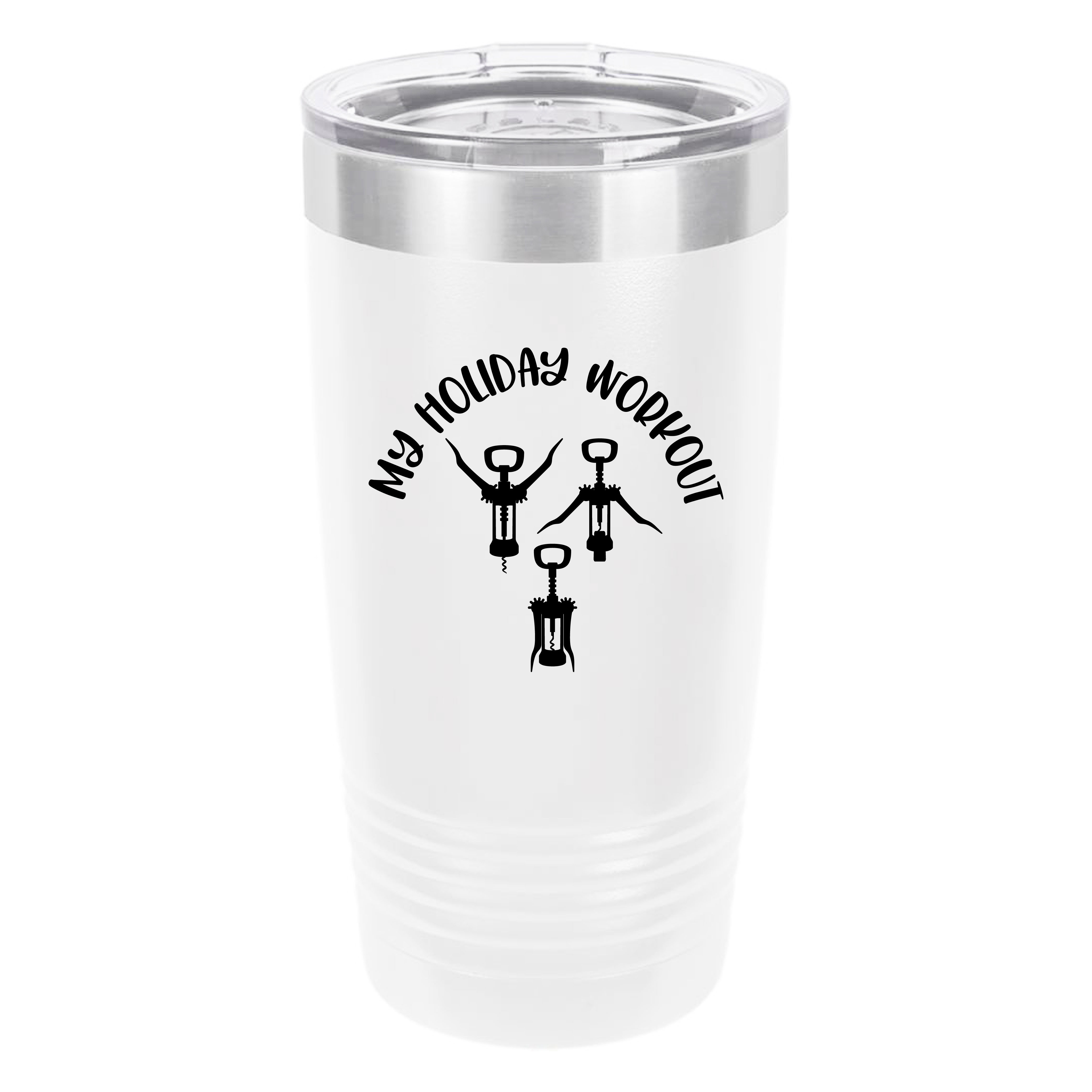 Polar Camel My Holiday Workout 20oz Tumbler - Ringneck Stainless Steel Tumbler Insulated Cup - Vacuum Insulated Tumbler with Clear Lid - Great Travel Tumbler Premium Quality Stainless Steel Tumbler