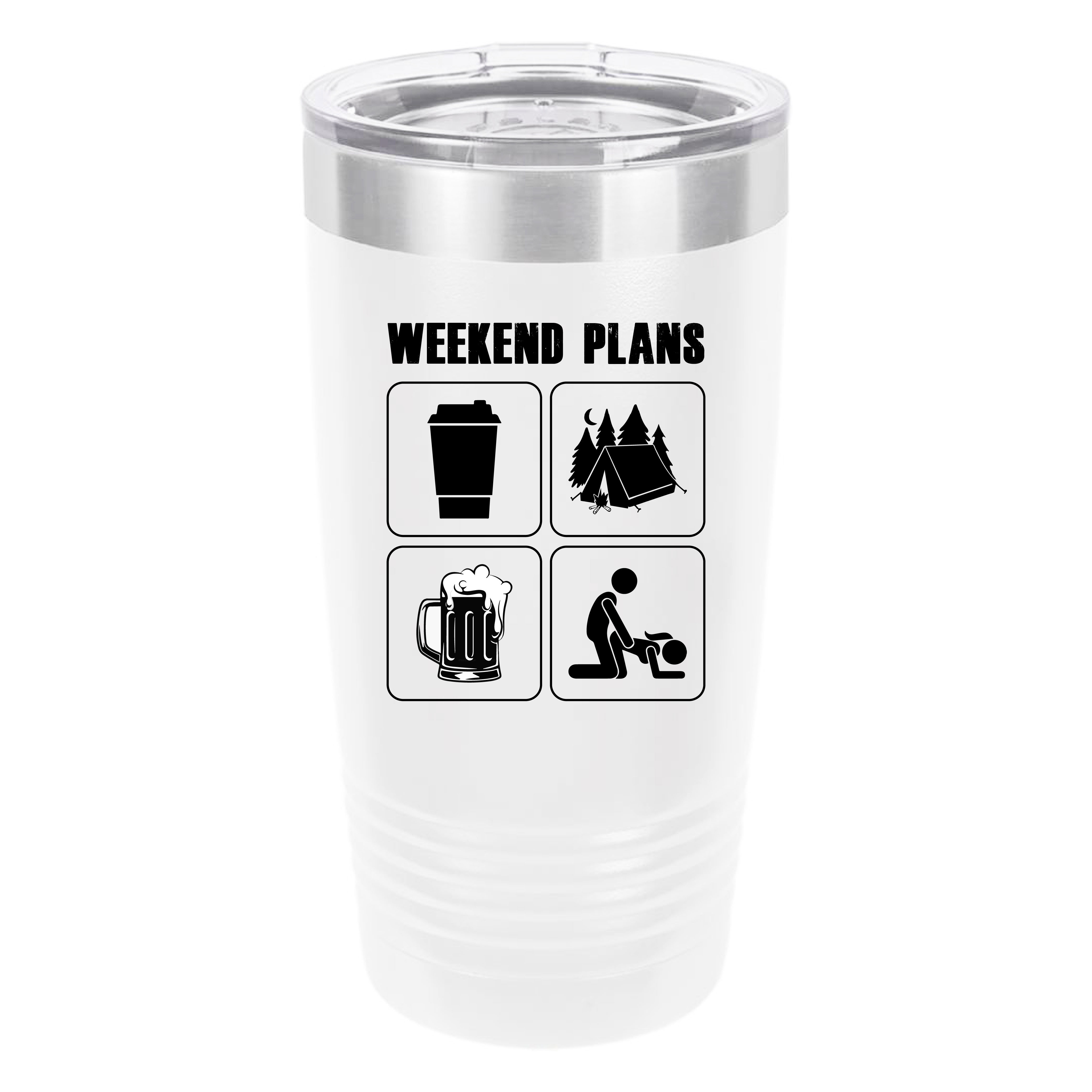Polar Camel Weekend Plans 20oz Tumbler - Ringneck Stainless Steel Tumbler Insulated Cup - Vacuum Insulated Tumbler with Clear Lid - Great Travel Tumbler Premium Quality Stainless Steel Tumbler