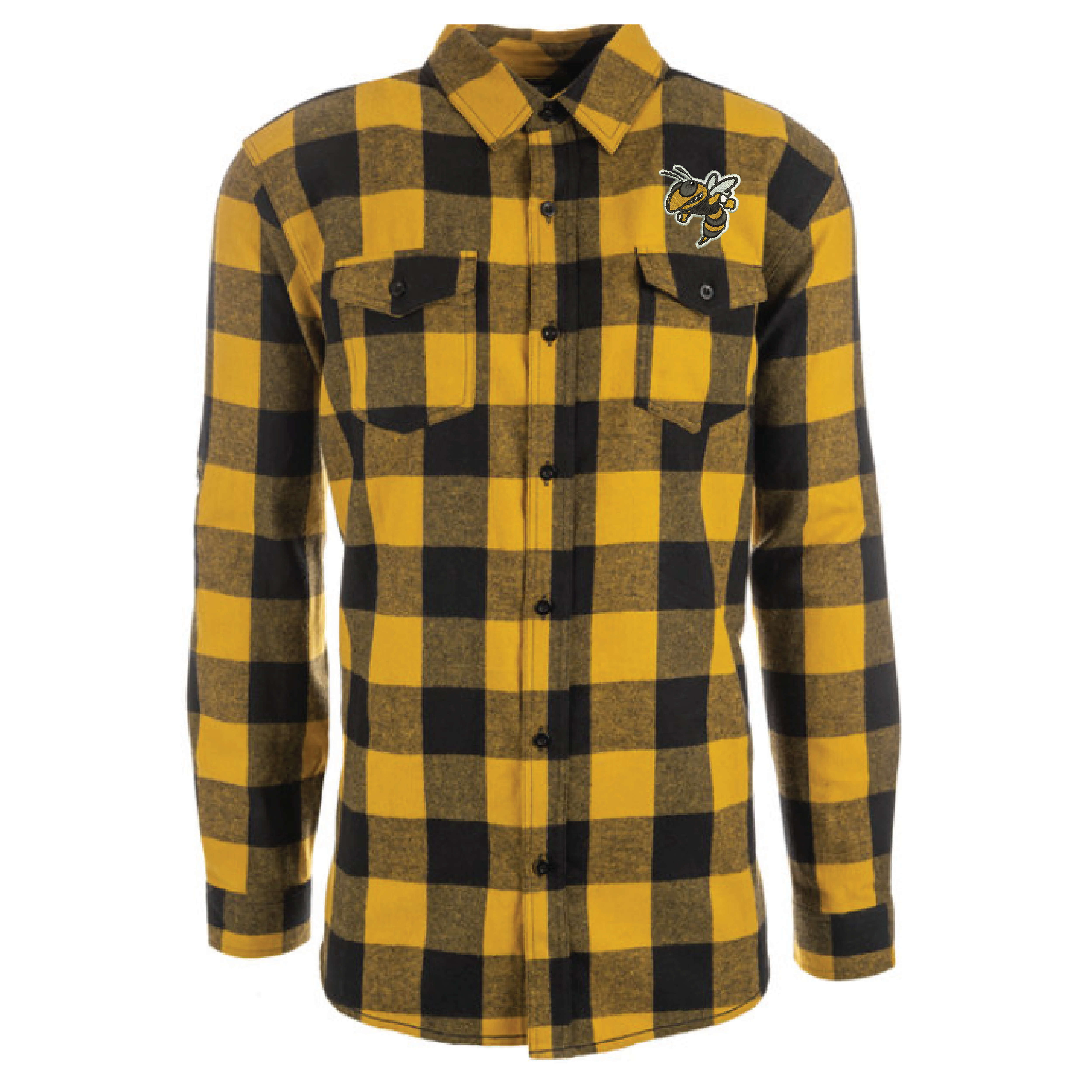 Burnside Men's Plaid Flannel Shirt with Embroidered Mascot