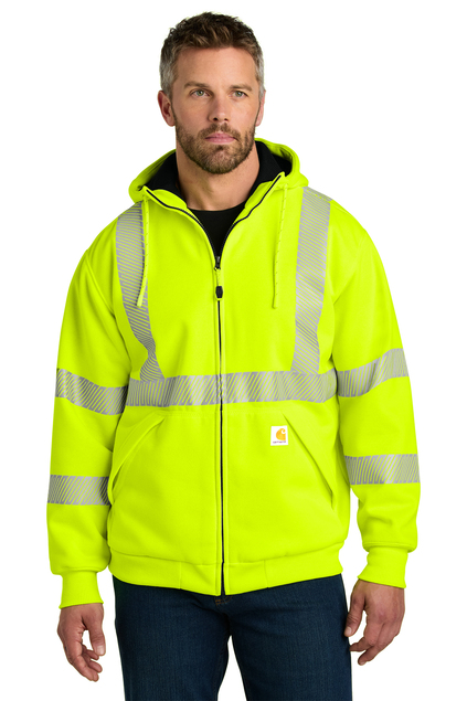 High-Visibility Loose Fit Midweight Thermal-Lined Full-Zip Class 3 Sweatshirt