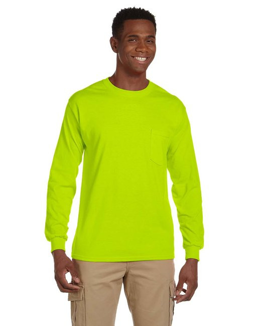 Long Sleeve Safety Yellow T-Shirt 50/50 Cotton/Poly with Pocket