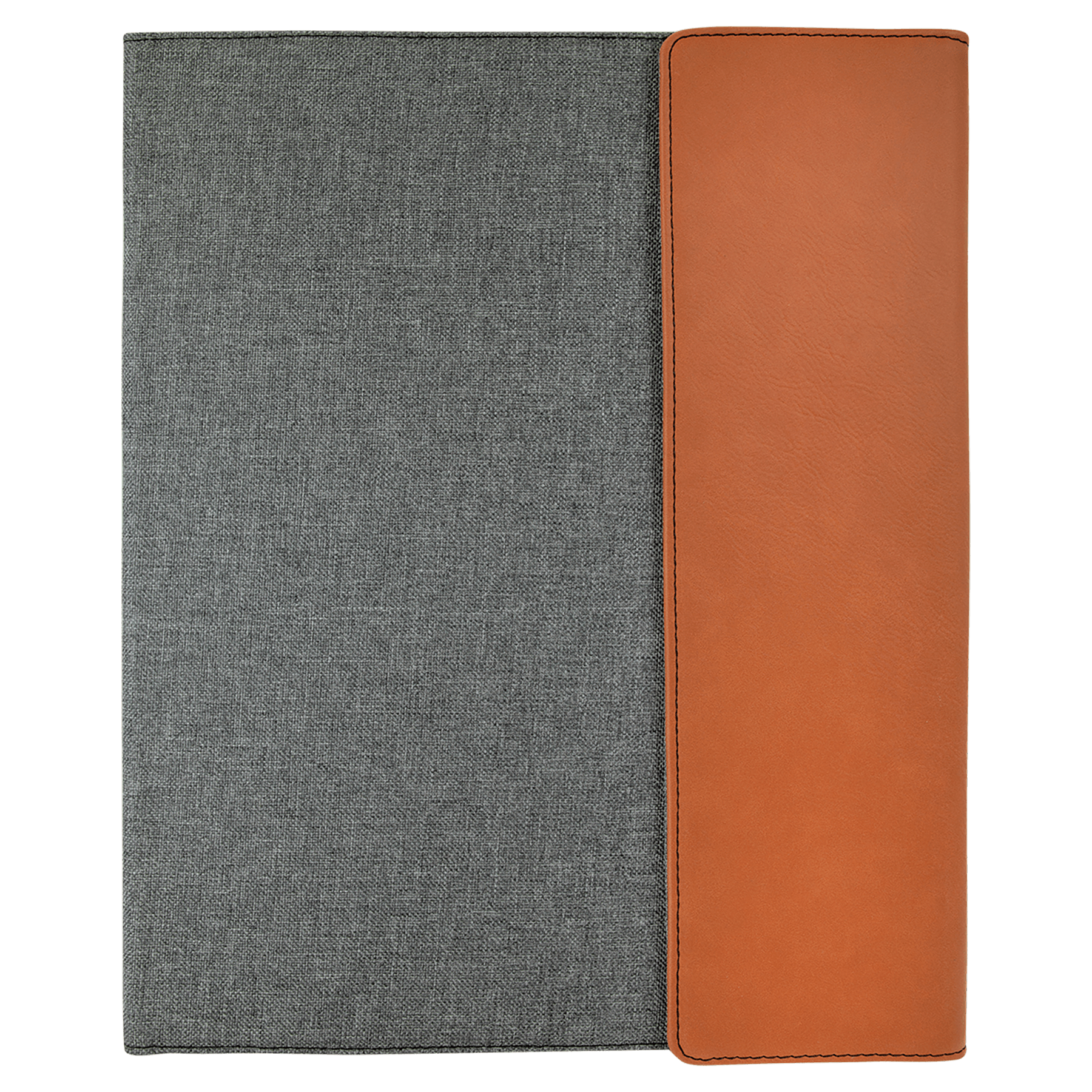 GFT1217 - 9 1/2" x 12" Rawhide Laserable Leatherette / Gray Canvas Portfolio with Notepad