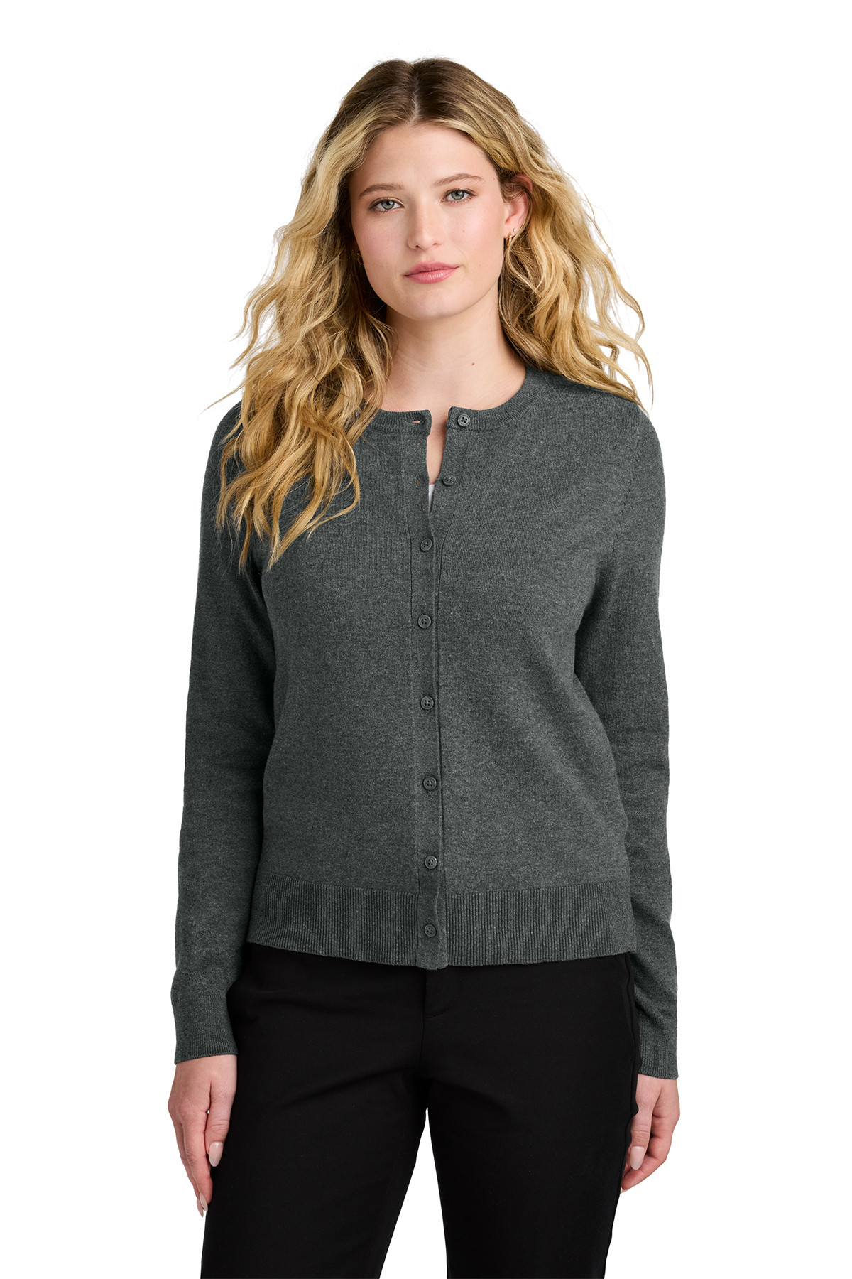 LSW2870 Port Authority® Women’s Easy Care Crewneck Cardigan Sweater - FNB