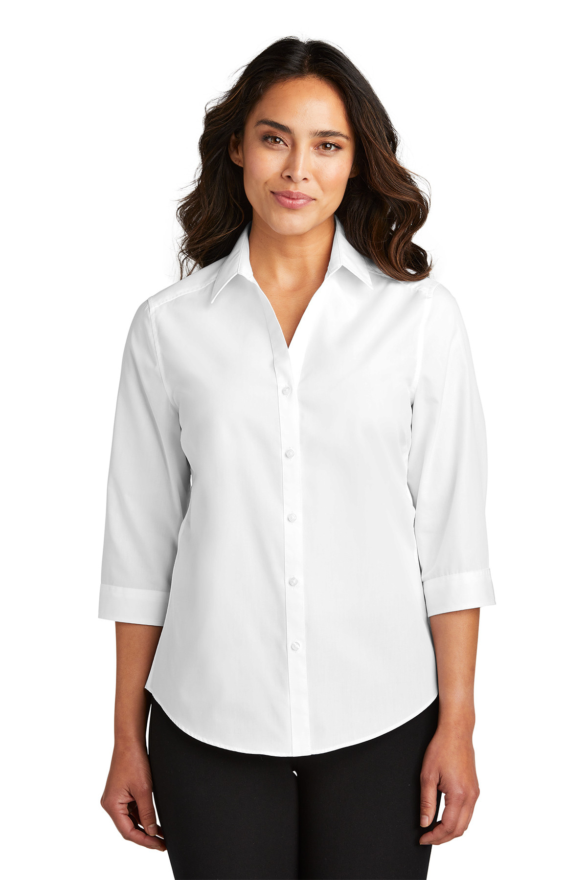 LW102 Port Authority® Women's 3/4-Sleeve Carefree Poplin Shirt - FNB