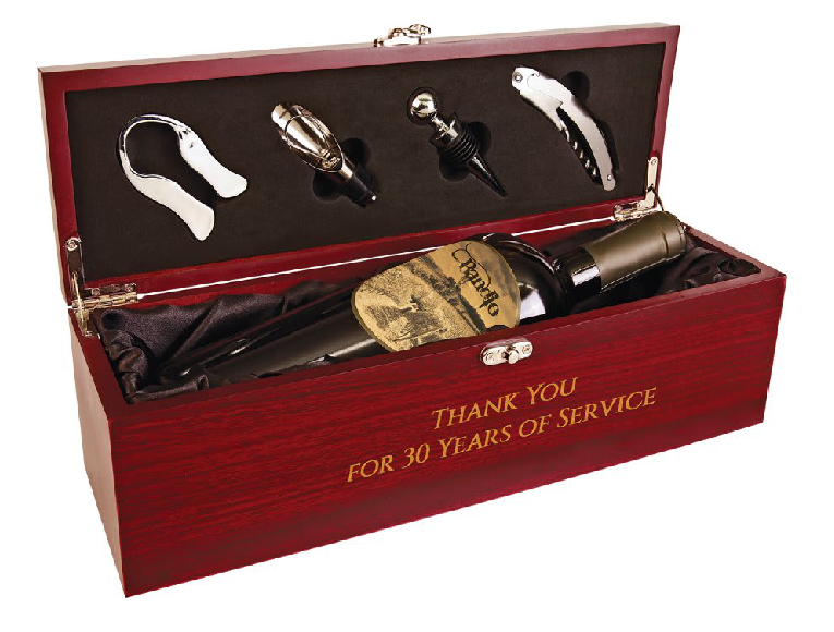 WBX12 Rosewood Finish Single Wine Box with Tools & Black Lining - SaverSystems
