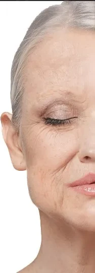 Blonde woman with eyes closed next to Insight 3DX machine