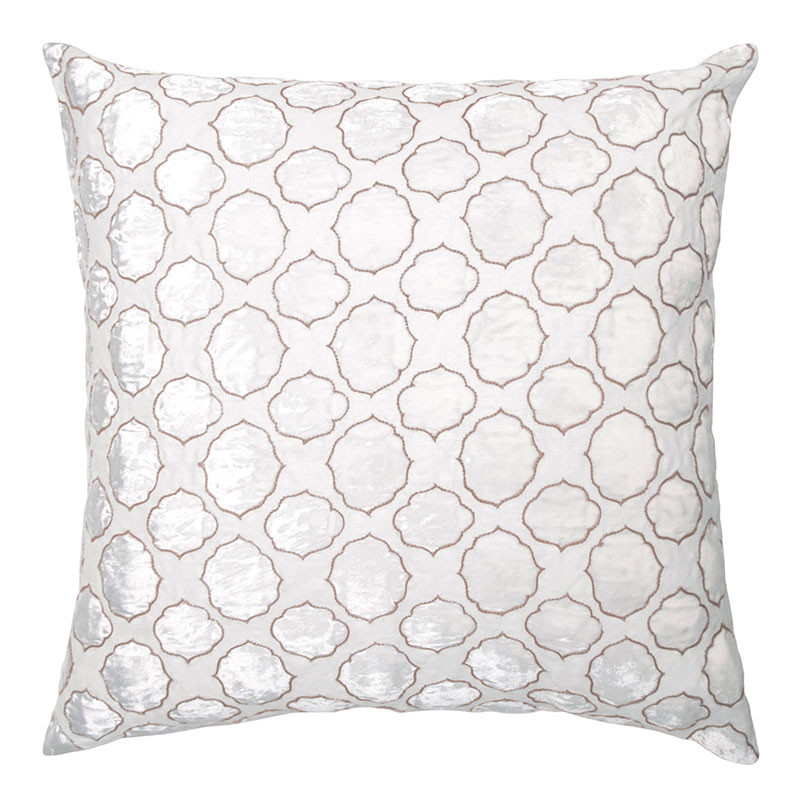 Tile Appliqued Linen Throw Pillow By Kevin O'Brien Studio