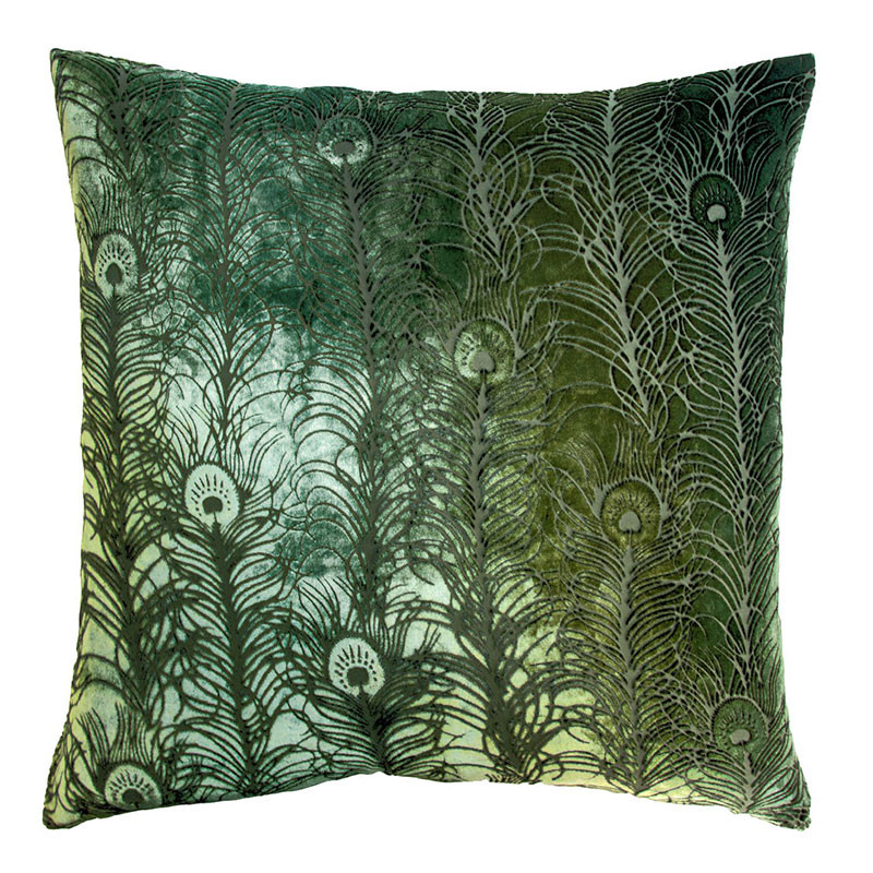 Peacock Feather Velvet Pillow by Kevin O'Brien Studio