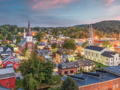 Vermont city aerial view
